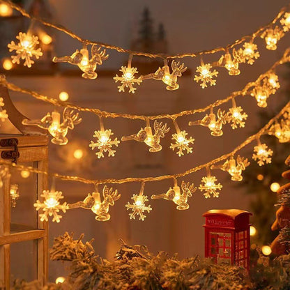 LED Christmas Light Set – Snowflake, Reindeer, Christmas Tree & Star Shapes for Outdoor Camping, Garden & Holiday Ambiance Decoration
