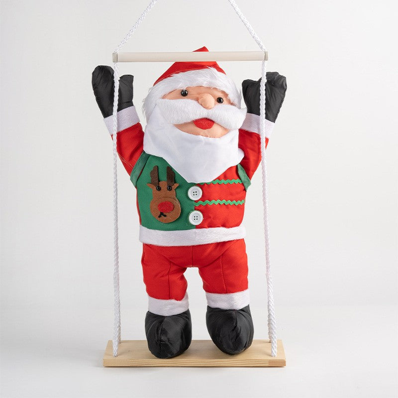 Climbing Santa Claus Doll – Ladder & Rope Hanging Ornament for Christmas Window Display, Festive Home Decoration (One/Two/Three Person, Ladder/Rope, Reindeer/Down Jacket Costume, 25-120cm)
