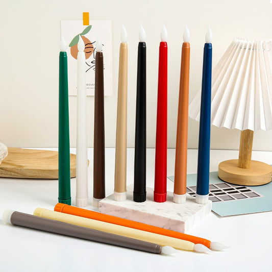 Long Stem Flameless LED Candle with Remote – Pointed Top Electronic Candle for Birthday Dinner, Wedding Centerpiece & Spooky Event