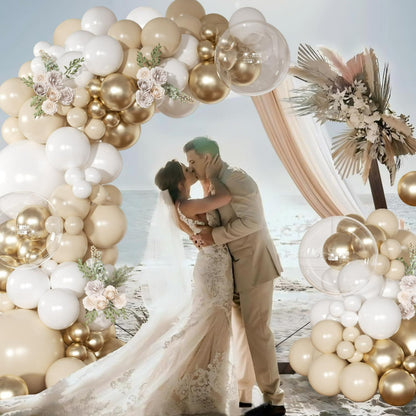 Retro balloon garland kit champagne gold wedding backdrop arch
