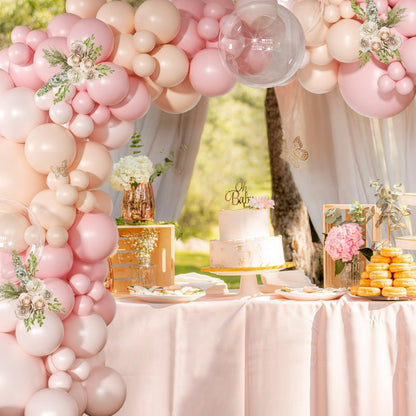 Retro balloon garland kit blush pink garden party arch