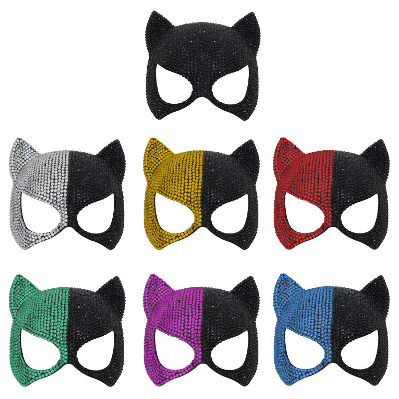 Rhinestone masquerade mask seven colorway assortment display