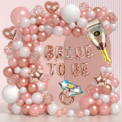 Bride to be balloon kit perimeter arch with diamond ring