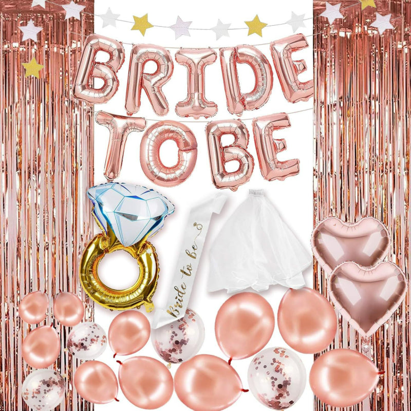 Bride to be balloon kit foil letters and tinsel backdrop
