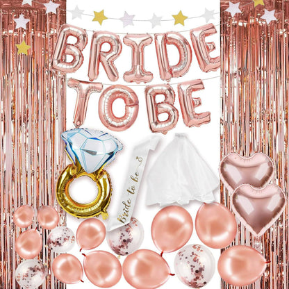 Bride to be balloon kit foil letters and tinsel backdrop