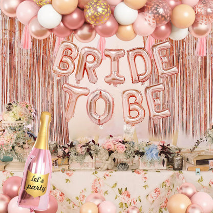 Bride to be balloon kit champagne bottle foil balloon backdrop