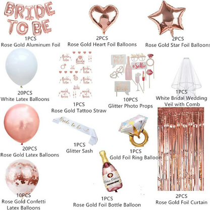 Bride to be balloon kit component parts specification diagram