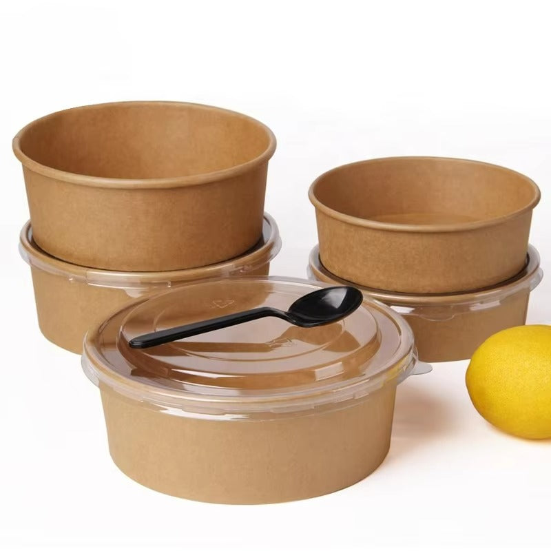 Food Grade Round Paper Bowls - Wholesale & Custom Logo Kraft Bowls for Takeaway