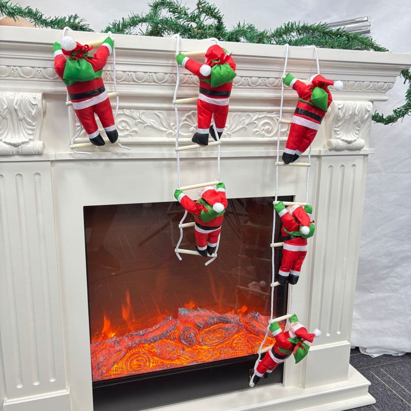 Climbing Santa Claus Doll – Ladder & Rope Hanging Ornament for Christmas Window Display, Festive Home Decoration (One/Two/Three Person, Ladder/Rope, Reindeer/Down Jacket Costume, 25-120cm)
