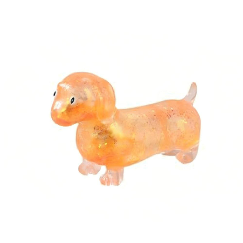 Dachshund squishy toy in orange glitter finish