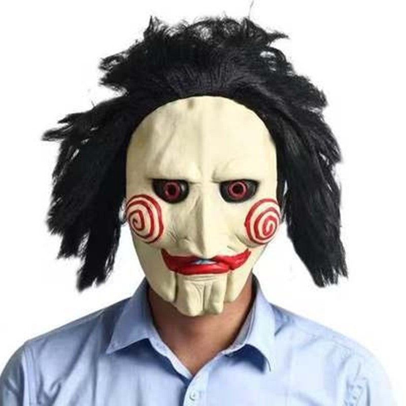 Funny Clown Face Mask with Crazy Hair Wig – Halloween Joker Costume Set for Masquerade Ball, Stage Show & Prank Party
