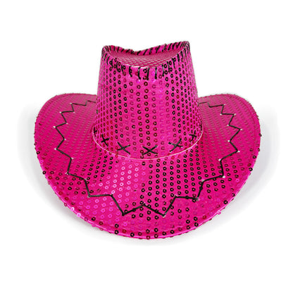 Sequin cowboy hat rose red