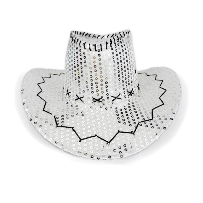 Sequin cowboy hat white