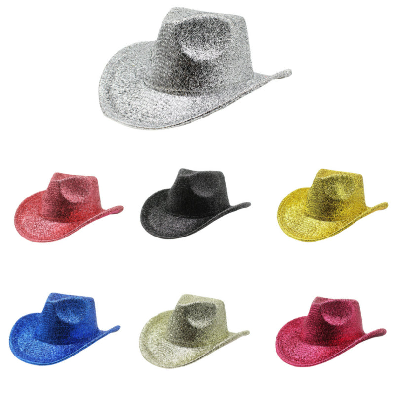 Metallic glitter cowboy hats 7 color assortment