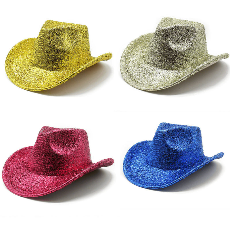 Metallic glitter cowboy hats 4 color group