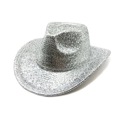 Metallic glitter cowboy hat silver