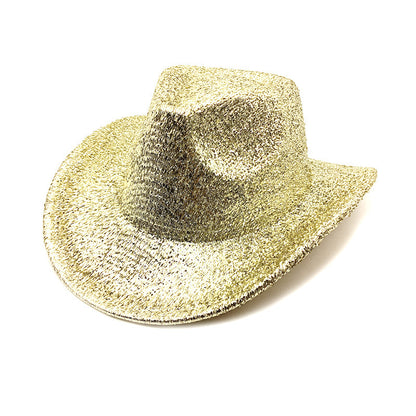 Metallic glitter cowboy hat champagne