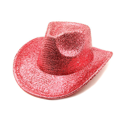 Metallic glitter cowboy hat coral
