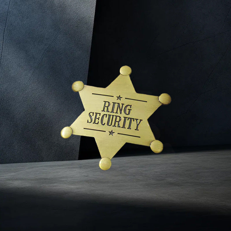 Sheriff star badge smooth ring security