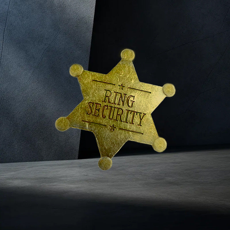 Sheriff star badge textured ring security