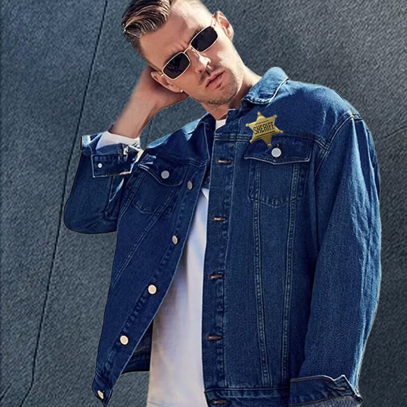 Sheriff star badge denim jacket wear