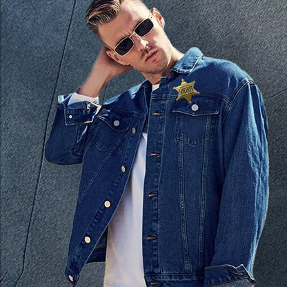 Sheriff star badge denim jacket wear