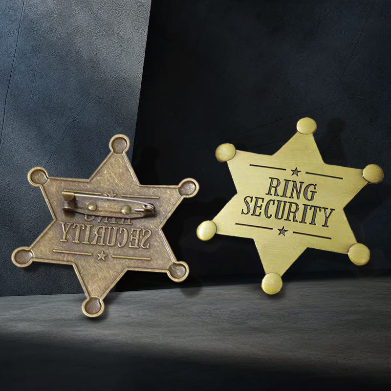 Sheriff star badge front and pin back clasp