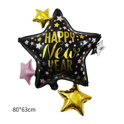 Happy New Year Balloons, Wine Bottle & Meteor Foil Set for Party Decor