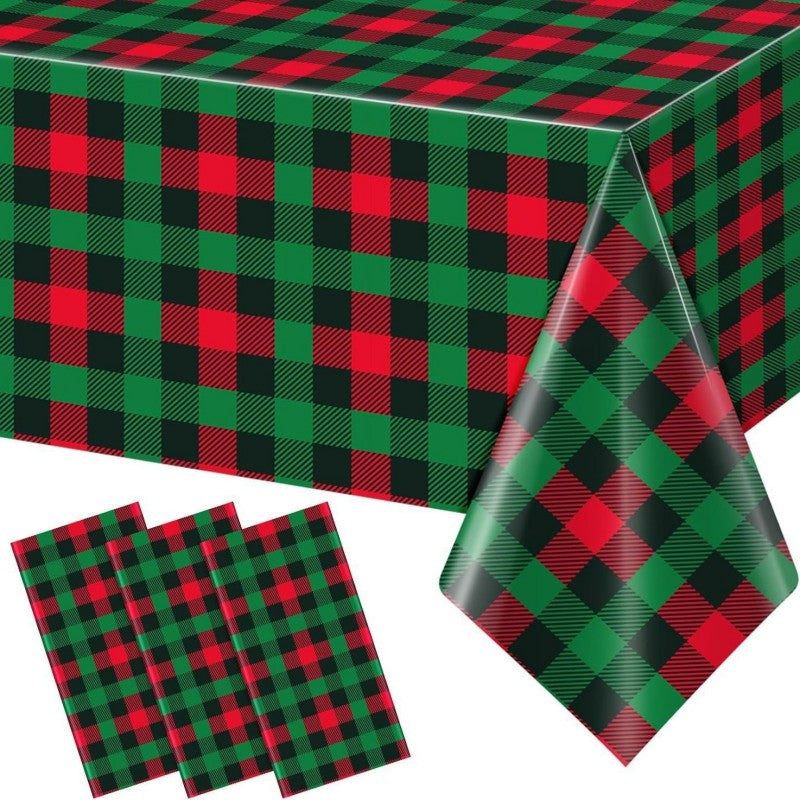 Disposable Christmas Party Tablecloth – Red Snowflake & Gingerbread Man PE Waterproof Cover for Holiday, Wedding & Festive Table Decor