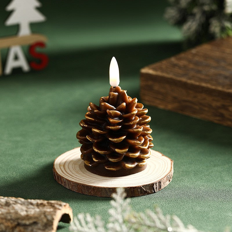 Pine Cone LED Candle Bullet Shape – Flameless Flickering Tealight for Christmas Wedding Party, Centerpiece, Home & Venue Decoration