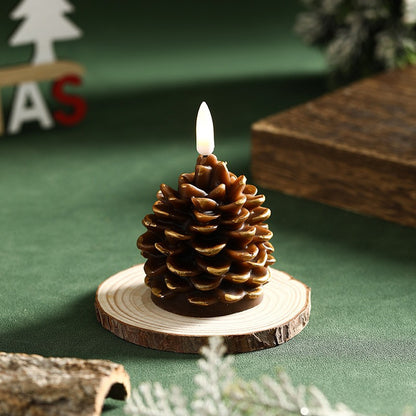 Pine Cone LED Candle Bullet Shape – Flameless Flickering Tealight for Christmas Wedding Party, Centerpiece, Home & Venue Decoration