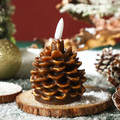 Pine Cone LED Candle Bullet Shape – Flameless Flickering Tealight for Christmas Wedding Party, Centerpiece, Home & Venue Decoration