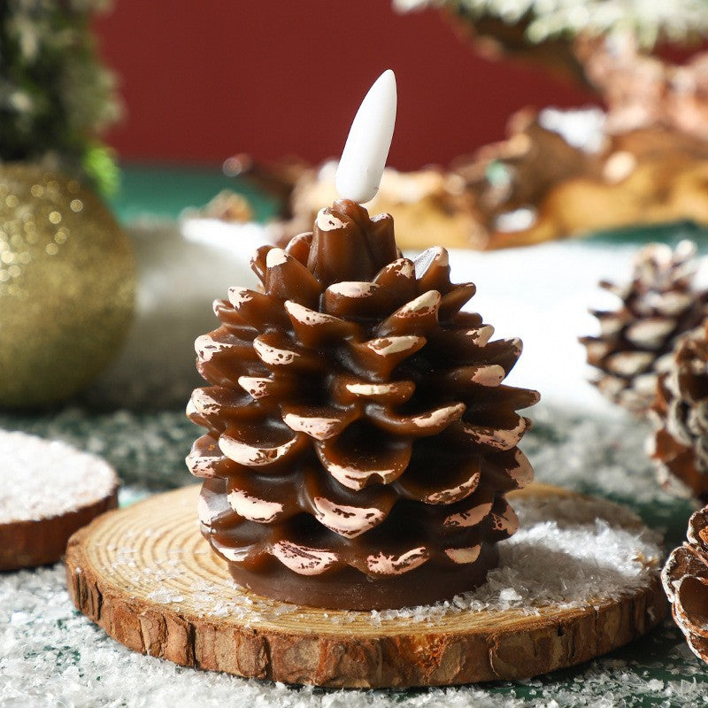 Pine Cone LED Candle Bullet Shape – Flameless Flickering Tealight for Christmas Wedding Party, Centerpiece, Home & Venue Decoration