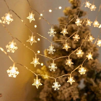 LED Christmas Light Set – Snowflake, Reindeer, Christmas Tree & Star Shapes for Outdoor Camping, Garden & Holiday Ambiance Decoration