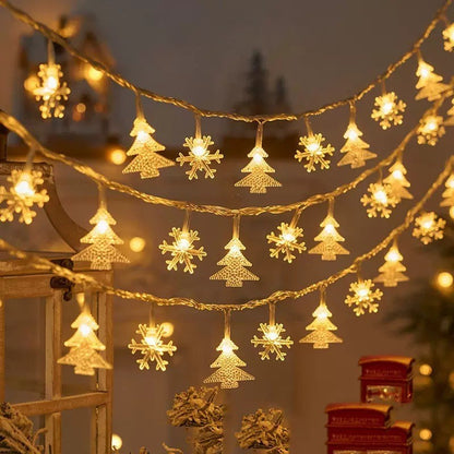 LED Christmas Light Set – Snowflake, Reindeer, Christmas Tree & Star Shapes for Outdoor Camping, Garden & Holiday Ambiance Decoration