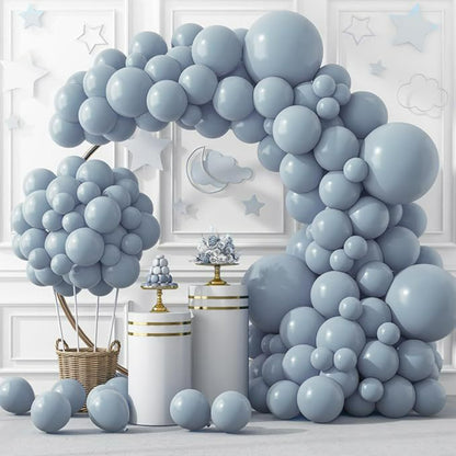 Balloon garland kit dusty haze blue muted tone arch