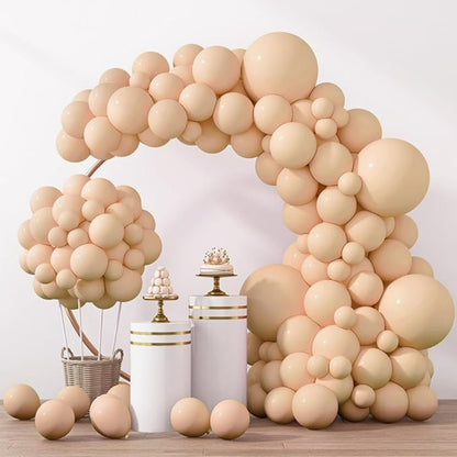 Balloon garland kit nude beige boho baby shower arch