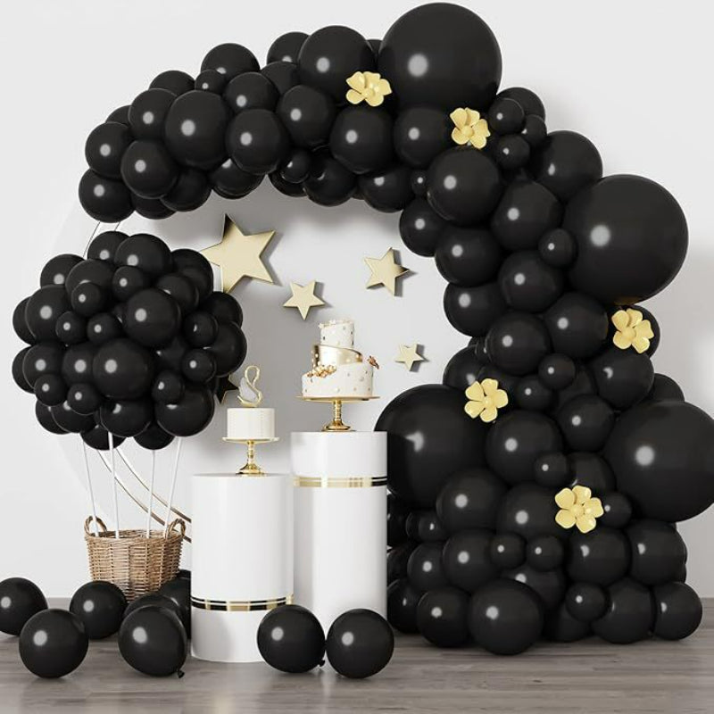 Balloon garland kit solid black arch with star accents
