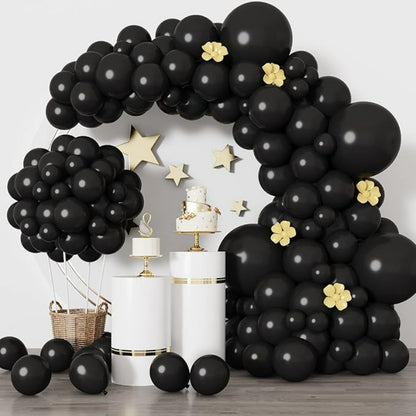 Balloon garland kit solid black arch with star accents