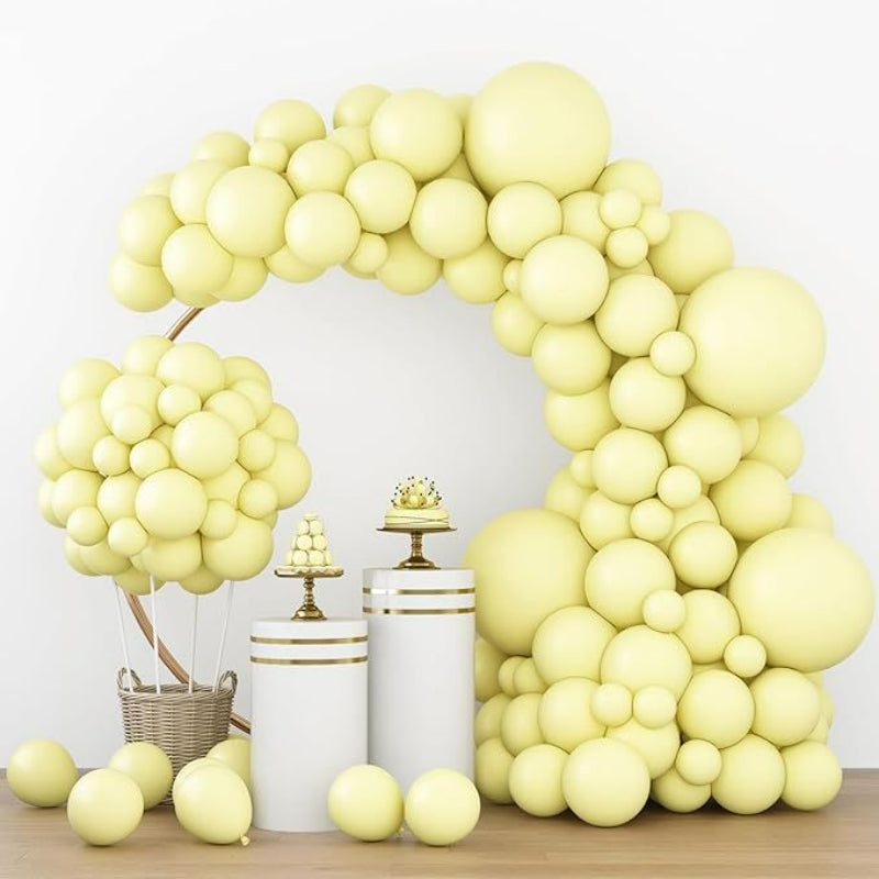 Balloon garland kit light butter yellow pastel arch display