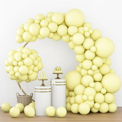 Balloon garland kit light butter yellow pastel arch display