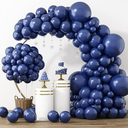 Balloon garland kit metallic midnight navy blue chrome arch
