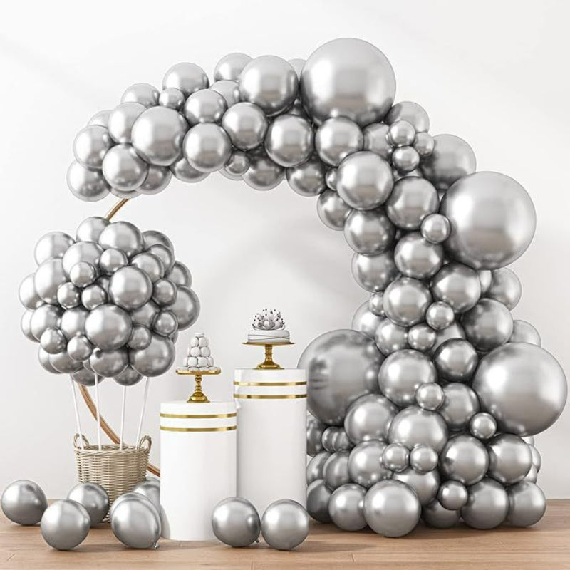 Balloon garland kit metallic chrome silver shiny arch display