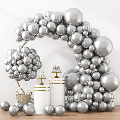 Balloon garland kit metallic chrome silver shiny arch display