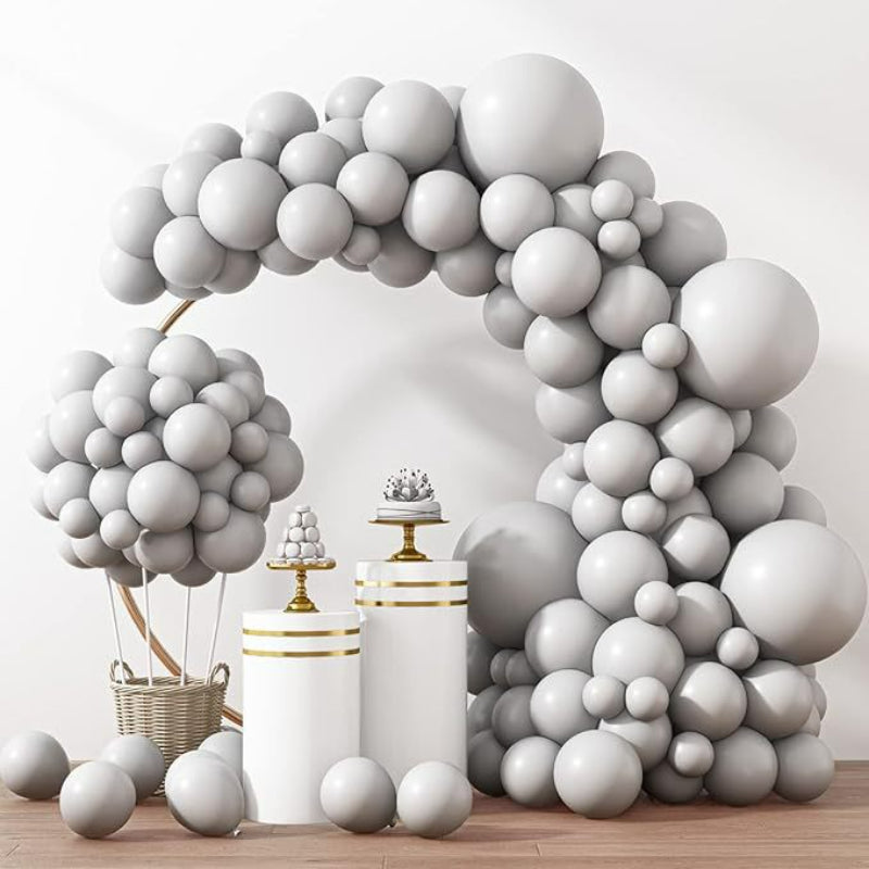 Balloon garland kit slate grey monochrome celebration arch setup