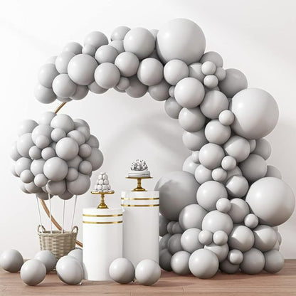 Balloon garland kit slate grey monochrome celebration arch setup