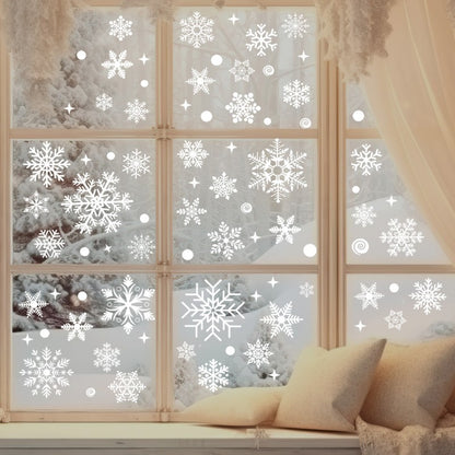 Solid white snowflake Christmas window decals