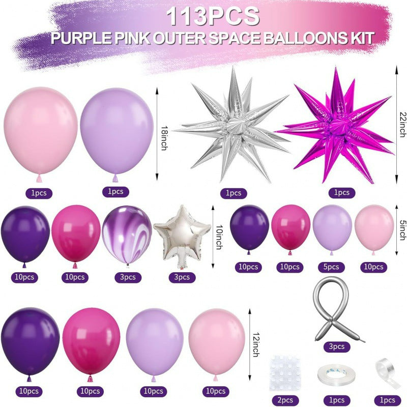Space astronaut balloon kit purple set component parts diagram