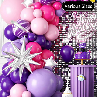 Space astronaut balloon kit purple arch with starburst foil