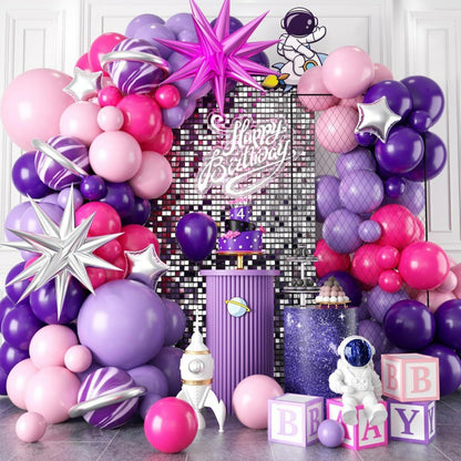 Space astronaut balloon kit purple nebula archway full view
